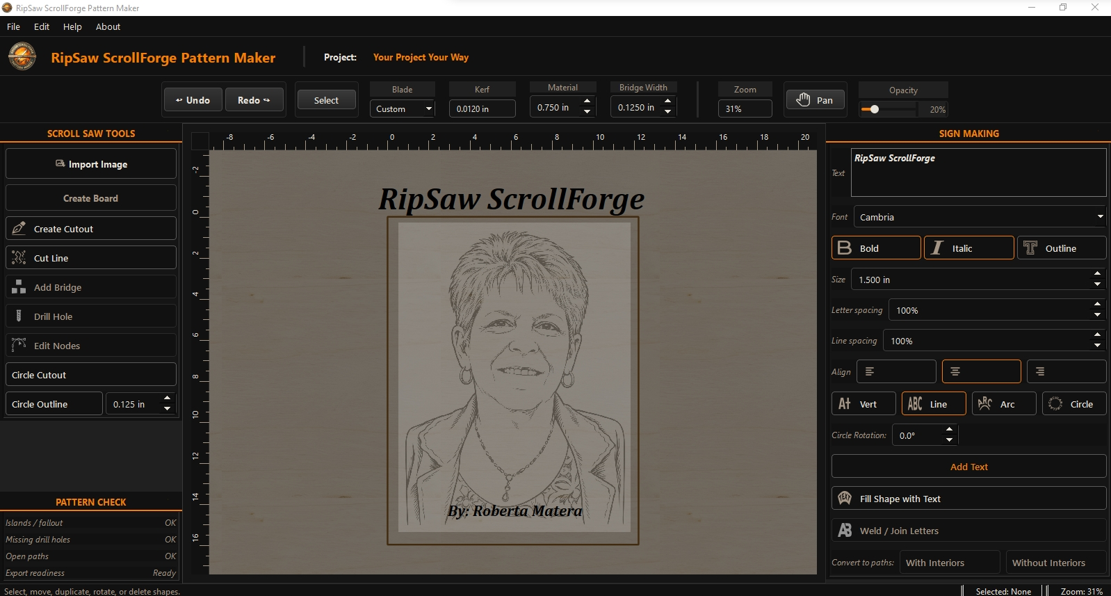 RipSaw ScrollForge Pattern Maker application screenshot